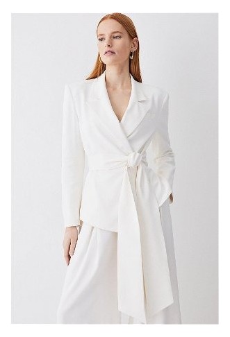 Drape Detail Belted Soft Blazer