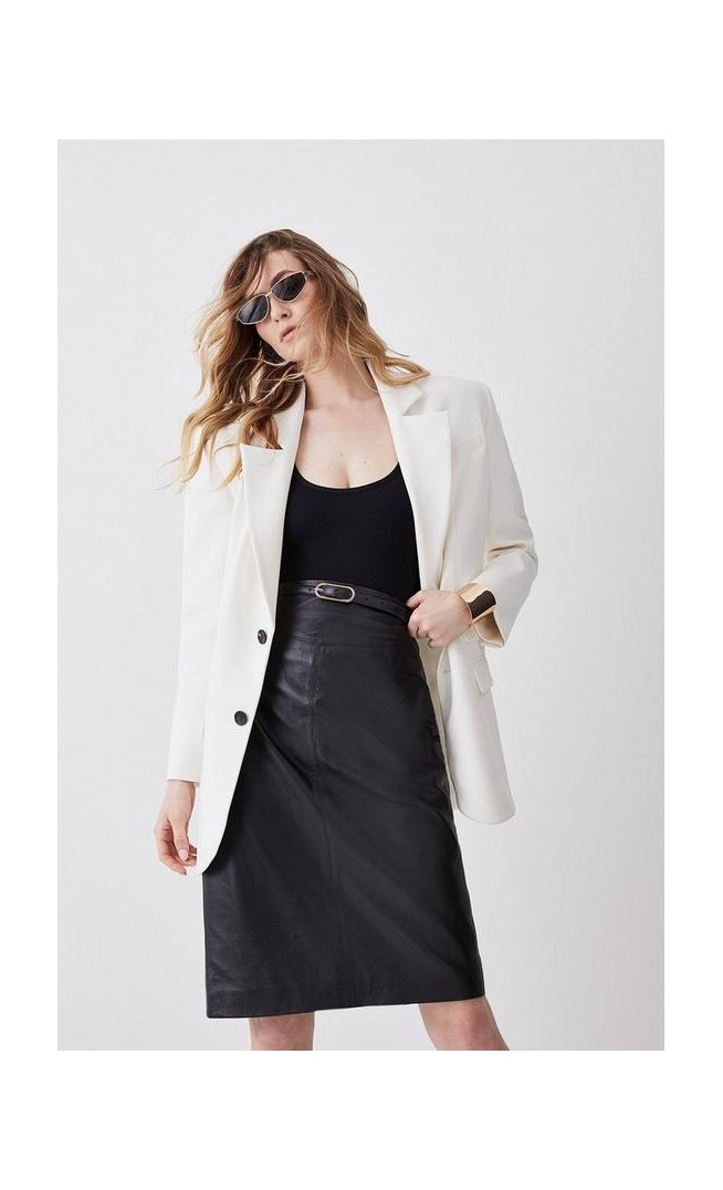 Compact Stretch Strong Shoulder Tailored Longline Blazer