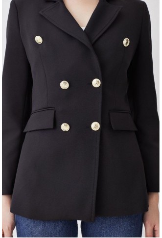 Stretch Cady Double Breasted Military Blazer