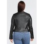 Plus Size Leather Quilted Jacket