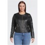 Plus Size Leather Quilted Jacket