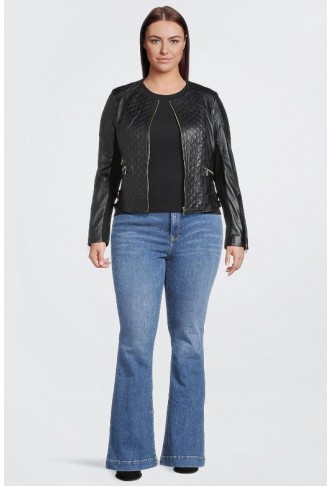 Plus Size Leather Quilted...