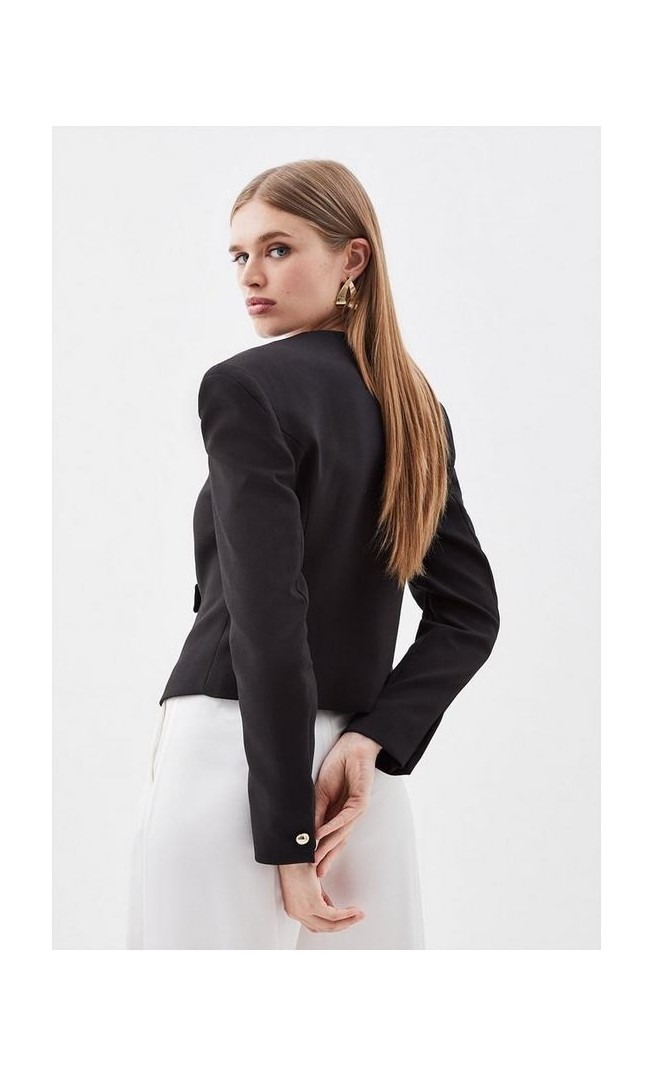 Compact Stretch Tailored Military Blazer