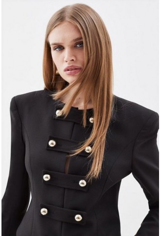 Compact Stretch Tailored Military Blazer