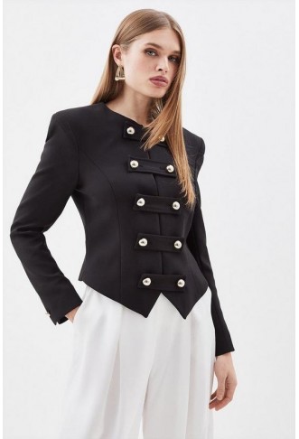 Compact Stretch Tailored Military Blazer