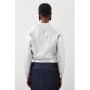 Silver Figure Form Bandage Knit Foiled Bomber Jacket