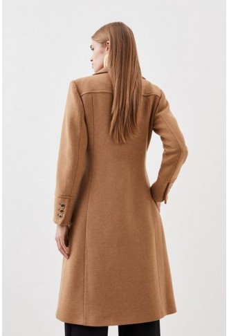 Italian Manteco Wool Mix Military Double Breasted Midi Coat