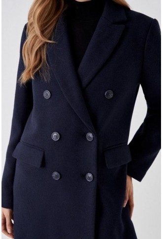 Wool Double Breasted Longline Coat