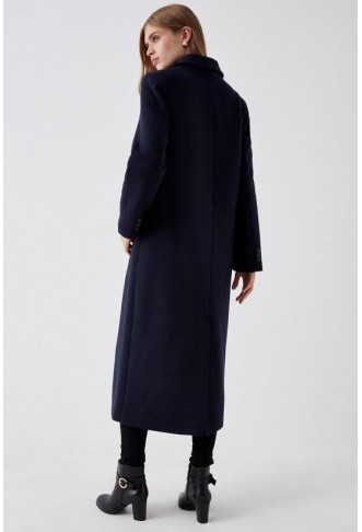 Wool Double Breasted Longline Coat