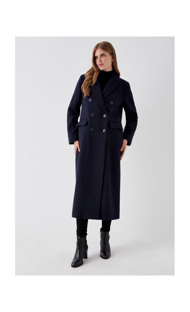 Wool Double Breasted Longline Coat