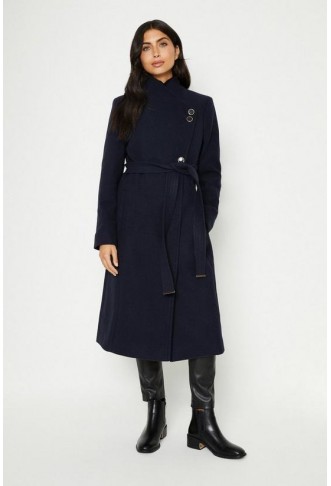 Button Detail Wrap Coat