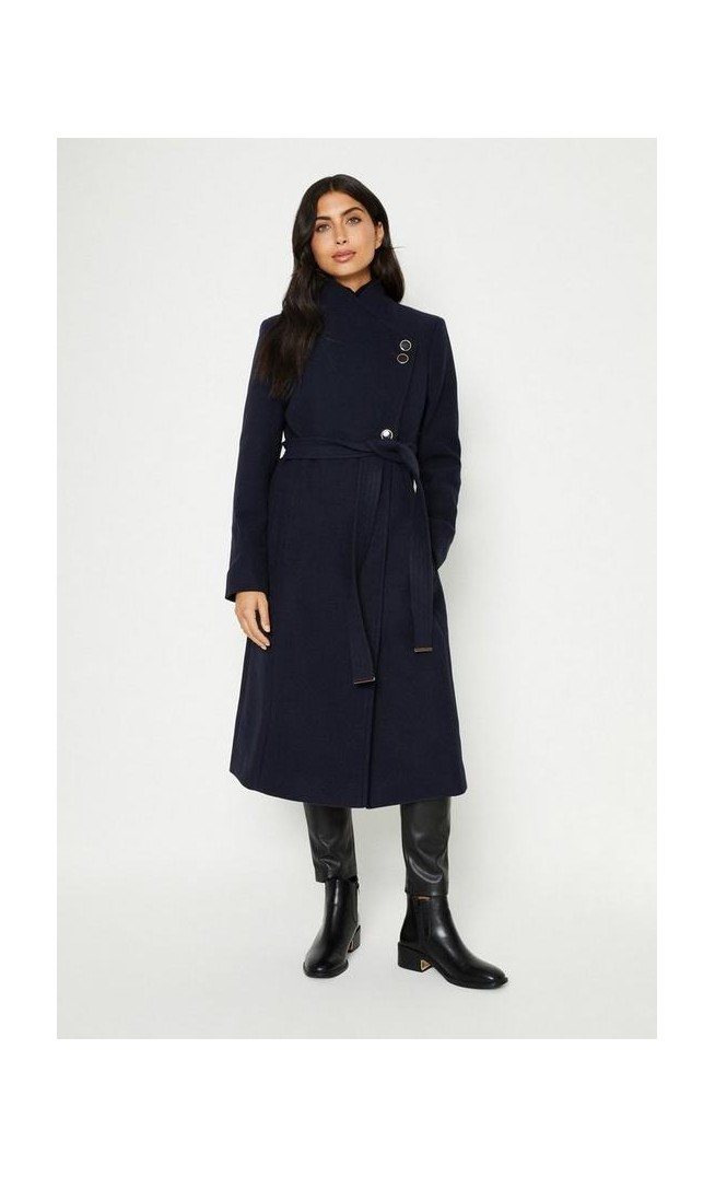 Button Detail Wrap Coat