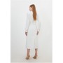 Ivory Compact Stretch Side Tie Detail Midi Coat