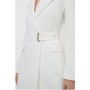 Ivory Compact Stretch Side Tie Detail Midi Coat