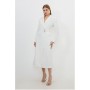 Ivory Compact Stretch Side Tie Detail Midi Coat