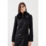 Italian Manteco Wool Blend Faux Fur Collar Coat