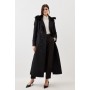 Italian Manteco Wool Blend Faux Fur Collar Coat