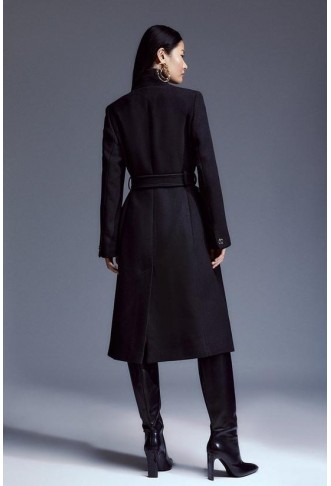 Italian Manteco Wool Forever Notch Neck Midi Coat