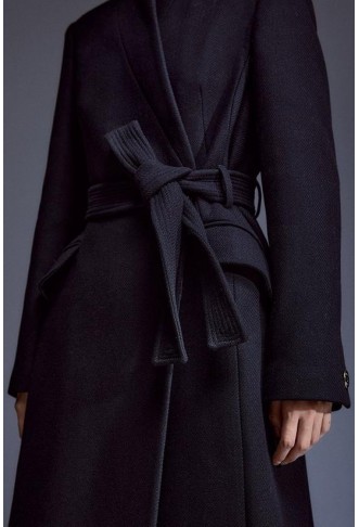 Italian Manteco Wool Forever Notch Neck Midi Coat