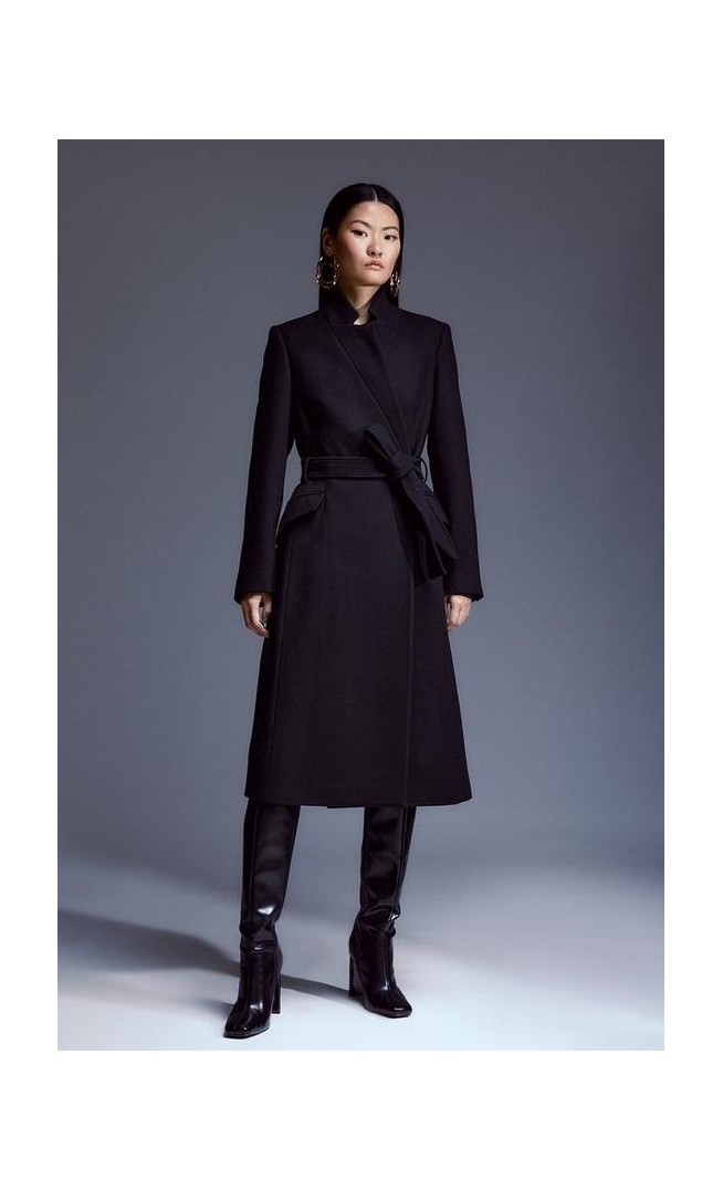 Italian Manteco Wool Forever Notch Neck Midi Coat