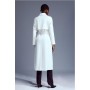 Ivory Compact Stretch Double Breasted Button Detail Belted Coat