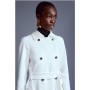 Ivory Compact Stretch Double Breasted Button Detail Belted Coat