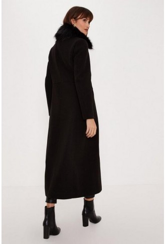 Maxi Length Double Breasted Fur Collar Dolly Coat