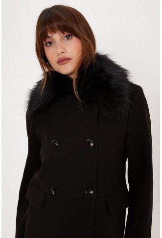 Maxi Length Double Breasted Fur Collar Dolly Coat