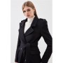 Black Lydia Millen Italian Manteco Wool Blend Belted Double Breasted Coat