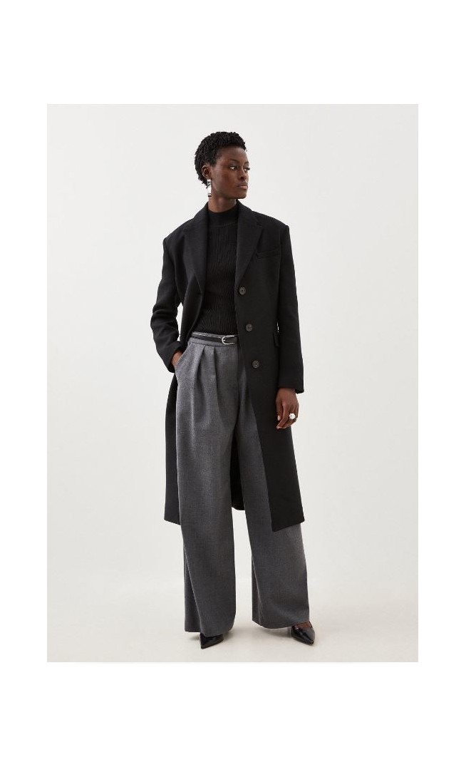 Italian Manteco Wool Mix Single Breasted Midi Coat