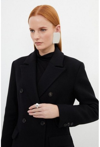 Italian Manteco Wool Maxi Double Breasted Tailored Coat