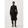 Italian Manteco Wool Button Detail Belted Midi Coat