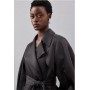 Tailored Satin Storm Flap Detail Maxi Belted Trench Coat