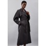 Tailored Satin Storm Flap Detail Maxi Belted Trench Coat