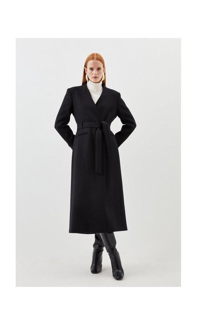 Italian Manteco Wool Belted Collared Coat