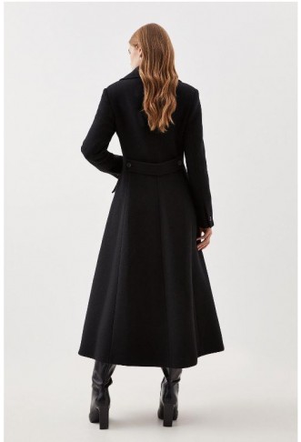 Italian Manteco Wool Blend Tailored Flared Skirt Midaxi Coat