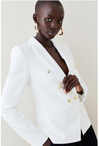 Ivory Tailored Button Military Blazer