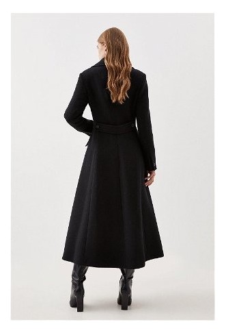 Karen Millen x Lydia Millen - Italian Wool Blend Flared Skirt Midaxi Coat