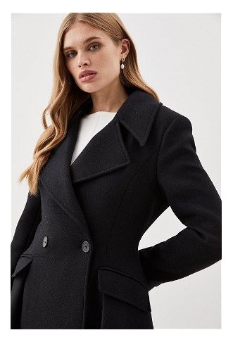 Karen Millen x Lydia Millen - Italian Wool Blend Flared Skirt Midaxi Coat