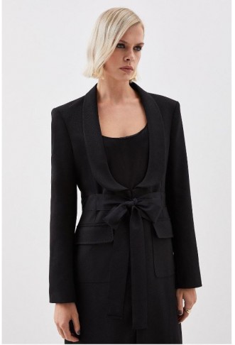 The Founder Premium Twill Tie Waist Detail Maxi Coat