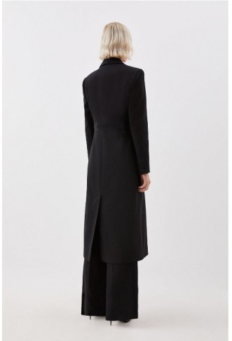 The Founder Premium Twill Tie Waist Detail Maxi Coat