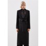 The Founder Premium Twill Tie Waist Detail Maxi Coat