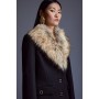 Italian Manteco Wool Mix Faux Fur Collar Short Coat