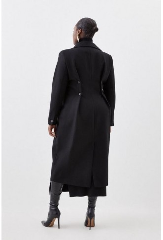 Plus Size Italian Manteco Wool Button Waist Detail Tailored Coat