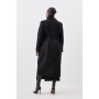 Plus Size Italian Manteco Wool Button Waist Detail Tailored Coat