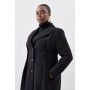 Plus Size Italian Manteco Wool Button Waist Detail Tailored Coat