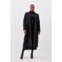 Plus Size Italian Manteco Wool Button Waist Detail Tailored Coat