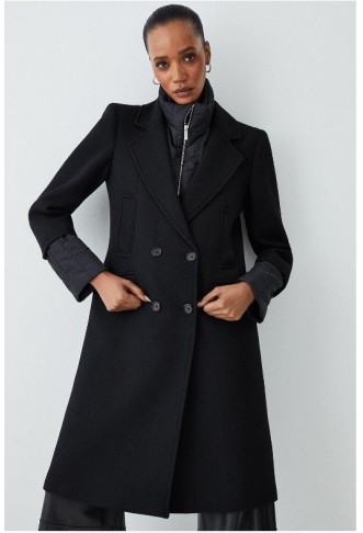 Black Italian Virgin Wool Hybrid Puffer Coat