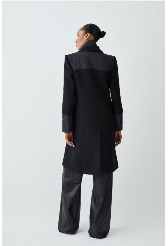 Black Italian Virgin Wool Hybrid Puffer Coat