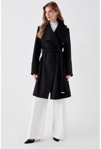 Wool Wrap Button Coat